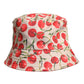 Beige Cotton Printed Wide Brim Bucket Hat