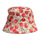 Beige Cotton Printed Wide Brim Bucket Hat