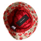 Beige Cotton Printed Wide Brim Bucket Hat