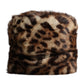 Brown Leopard Faux Fur Women Bucket Hat