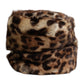 Brown Leopard Faux Fur Women Bucket Hat