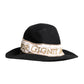 Black Logo Sequin Embroidery Wide Brim Hat