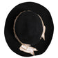 Black Logo Sequin Embroidery Wide Brim Hat