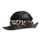 Black Straw Crystal Embellished Wide Brim Hat