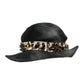 Black Straw Crystal Embellished Wide Brim Hat