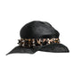 Black Straw Crystal Embellished Wide Brim Hat