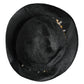 Black Straw Crystal Embellished Wide Brim Hat