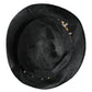 Black Straw Crystal Embellished Wide Brim Hat