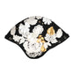 Black Wool White Floral Gold Leaf Cloche Hat