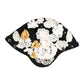 Black Wool White Floral Gold Leaf Cloche Hat