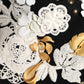 Black Wool White Floral Gold Leaf Cloche Hat