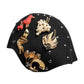 Black Wool Multicolor Embellished Cloche Hat