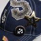Blue Crystal Embellishment Baseball Cap