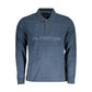 Blue Cotton Men Polo