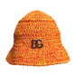 Orange Cotton Crochet DG Logo Bucket  Hat