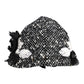 Black Wool White Floral Embellished Cloche Hat