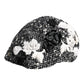 Black Wool White Floral Embellished Cloche Hat