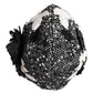 Black Wool White Floral Embellished Cloche Hat