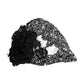 Black Wool White Floral Embellished Cloche Hat
