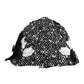 Black Wool White Floral Embellished Cloche Hat
