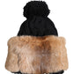 Black Brown Dyed Rabbit Real Fur Winter Beanie Hat