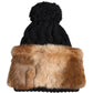 Black Brown Dyed Rabbit Real Fur Winter Beanie Hat