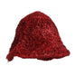 Red Viscose Tinsel Wide Brim Bucket Hat