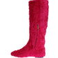 Elegant Pink Lambskin Fur Boots