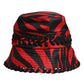 Black Red Stripe Polyester Wide Brim Bucket Hat