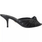 Black Python Leather Heels Slides Shoes