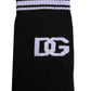 Black Cotton Logo Mid Calf Men Socks