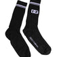 Black Cotton Logo Mid Calf Men Socks