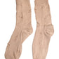 Beige Solid Stretch Mid Calf Men Socks