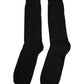 Black Solid Cotton Mid Calf Men Socks