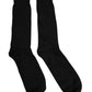 Black Solid Cotton Mid Calf Men Socks