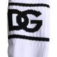 White Cotton DG Logo Print Open Toe Socks