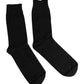 Black Solid Stretch Mid Calf Men Socks