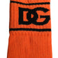Orange Cotton DG Logo Print Open Toe Socks