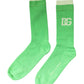 Green DG Logo Mid Calf Men Nylon Socks