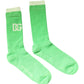 Green DG Logo Mid Calf Men Nylon Socks