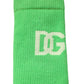 Green DG Logo Mid Calf Men Nylon Socks