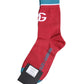 Red Cotton DG Logo Print Mid Calf Socks