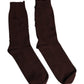 Brown Solid Cotton Stretch Mid Calf Socks