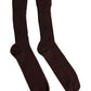 Brown Cotton Stretch Over The Calf Socks