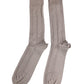 Brown Cotton Stretch Logo Over Calf Socks