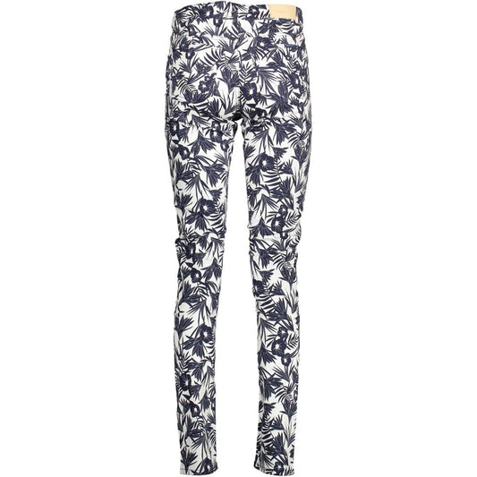 Blue Cotton Women Slim Trouser