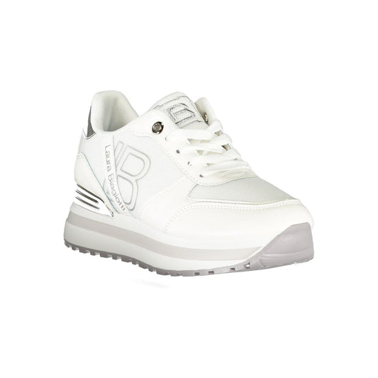 White Polyester Women Sneaker