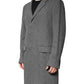 Gray Wool Single Breasted Trench Coat Jacket