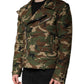 Multicolor Camouflage Nylon Biker Jacket
