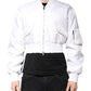 White Nylon Full Zip Cropped Bomber Jacket